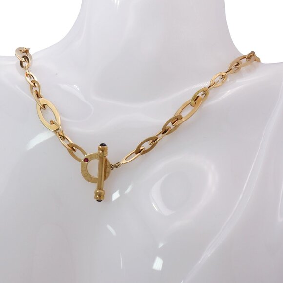 Roberto Coin 18K Yellow Gold Oval Toggle Link Necklace 750 Italy  18" - Picture 8 of 9